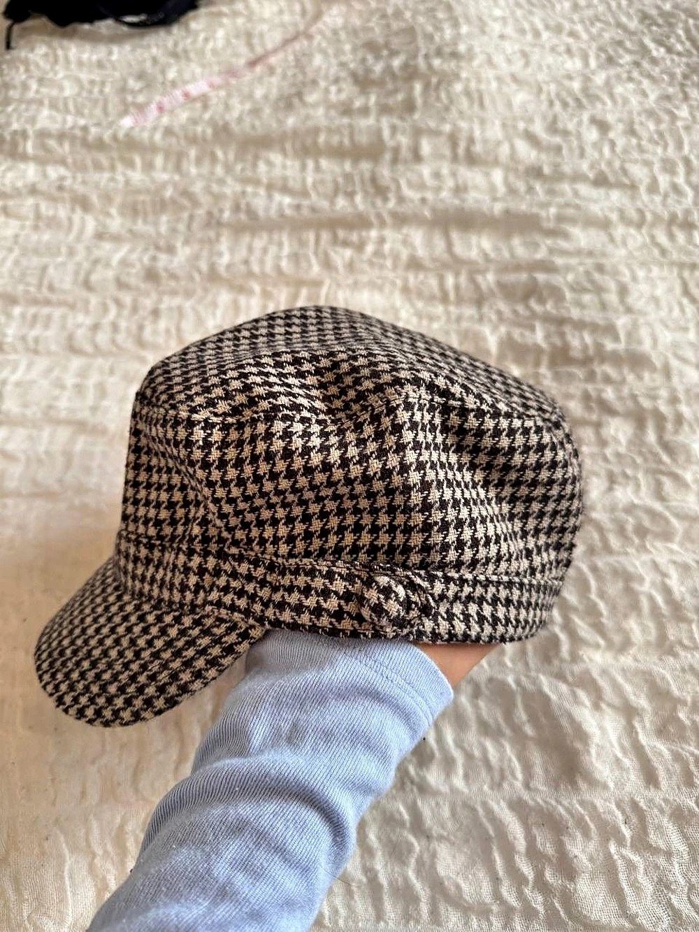 Houndstooth Baseball Cap in Brown & Black